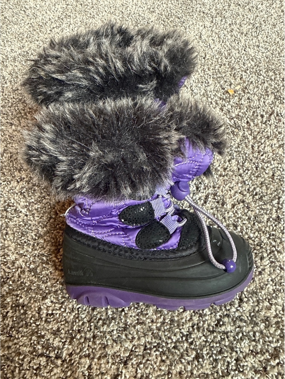 Kamik Toddler Purple Winter Snow Boots with Faux Fur Trim Size 6